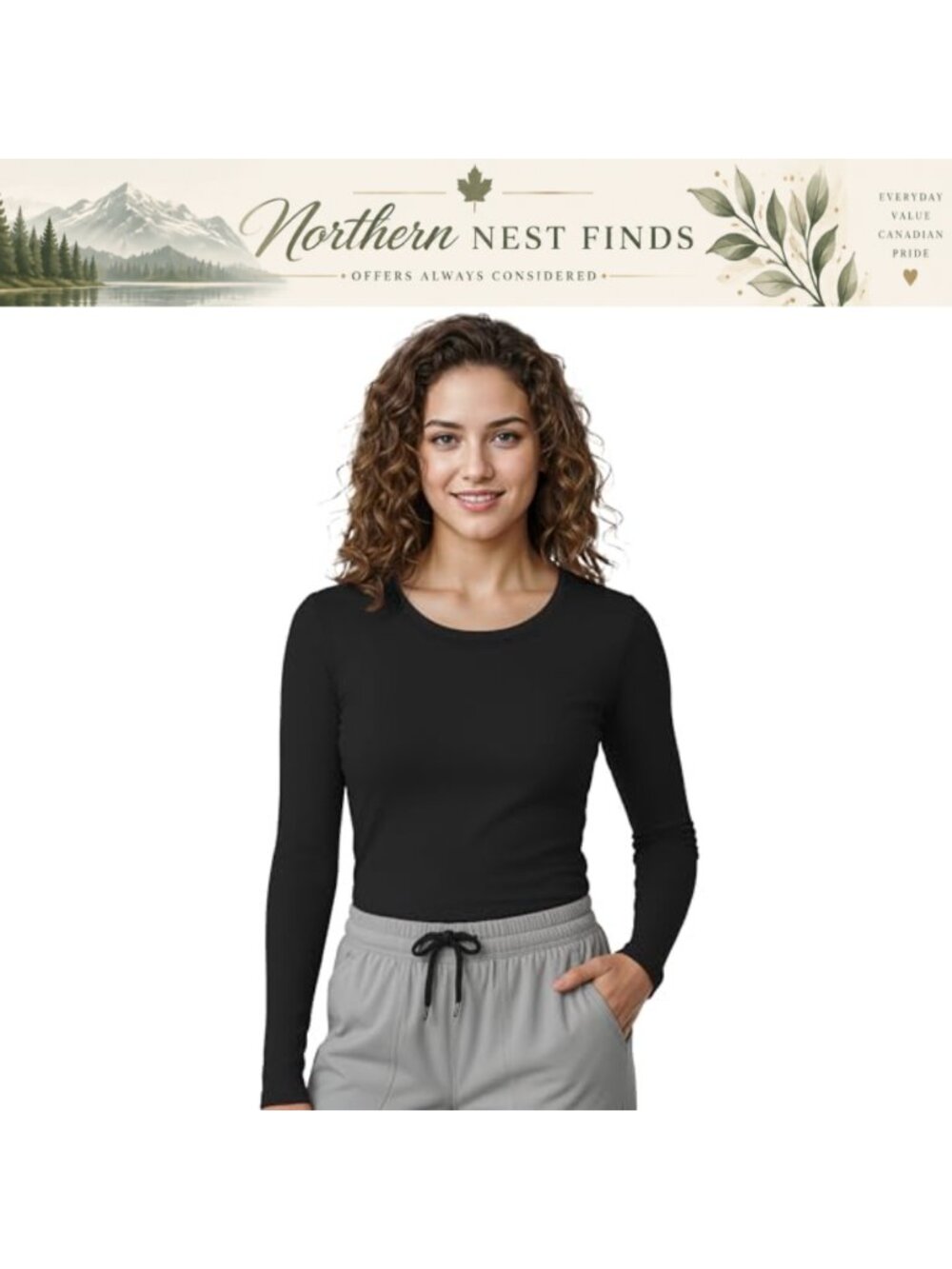Women's Long Sleeve Underscrub Tee Slim Fit Cotton Blend Medical Workwear